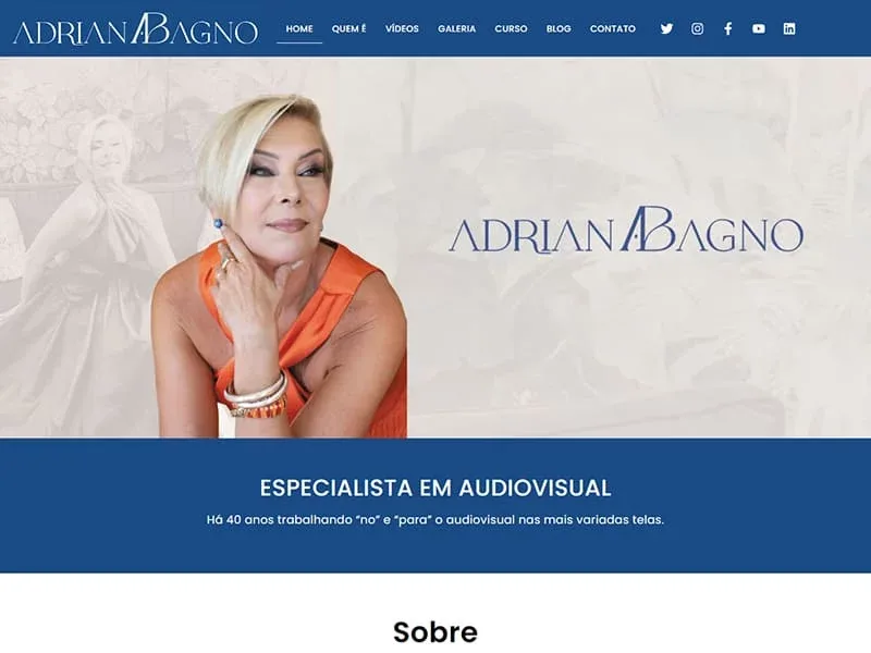 Projeto de comunicação desenvolvido pela Sites PB para Adriana Bagno Apresentadora