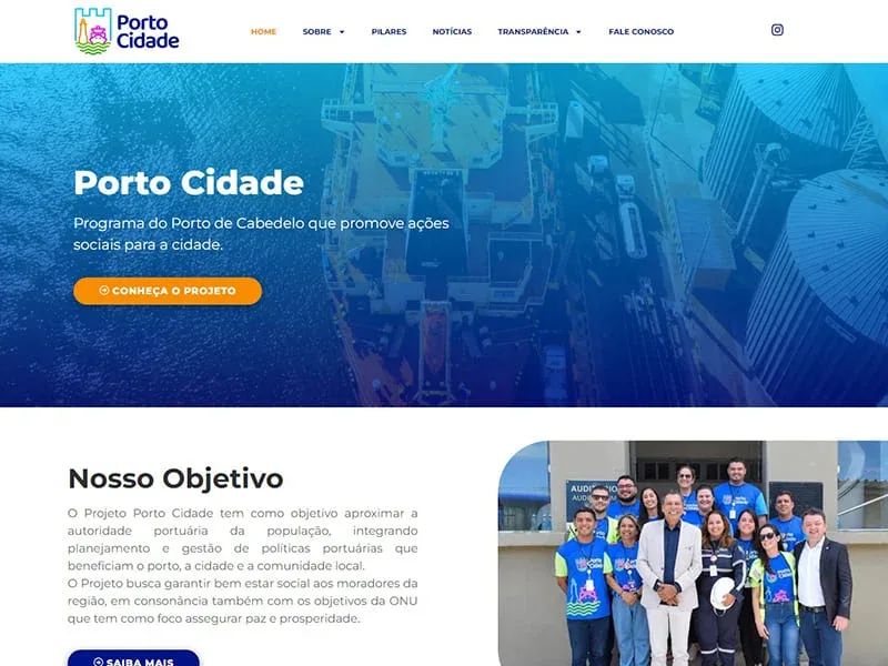 Projeto de associações desenvolvido pela Sites PB para Associação Porto Cidade Cabedelo