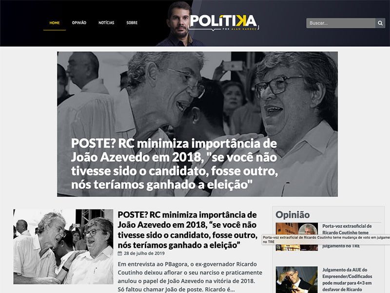 Projeto de comunicação desenvolvido pela Sites PB para Blog Politika