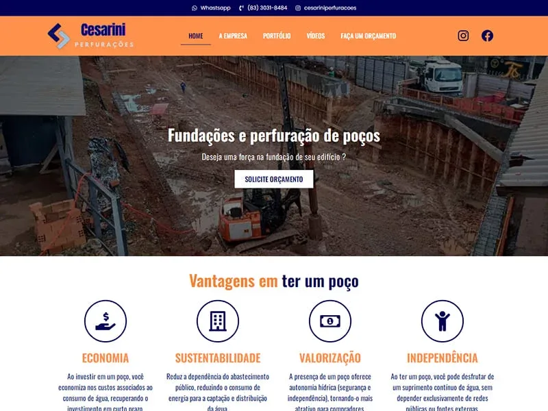 Projeto de construção civil desenvolvido pela Sites PB para Cesarini Perfurações