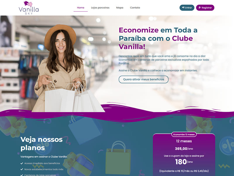 Projeto de serviços desenvolvido pela Sites PB para Clube Vanilla