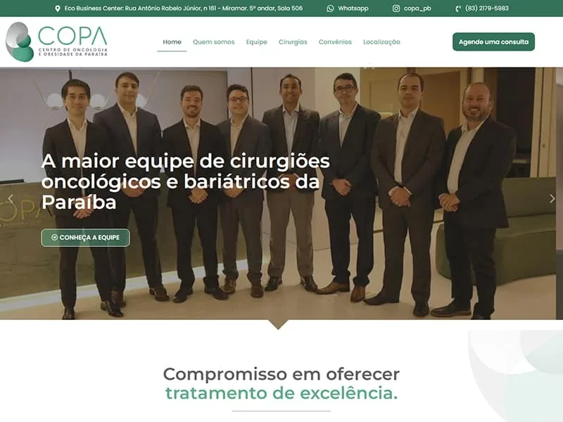 Projeto de saúde desenvolvido pela Sites PB para Clínica Copa PB