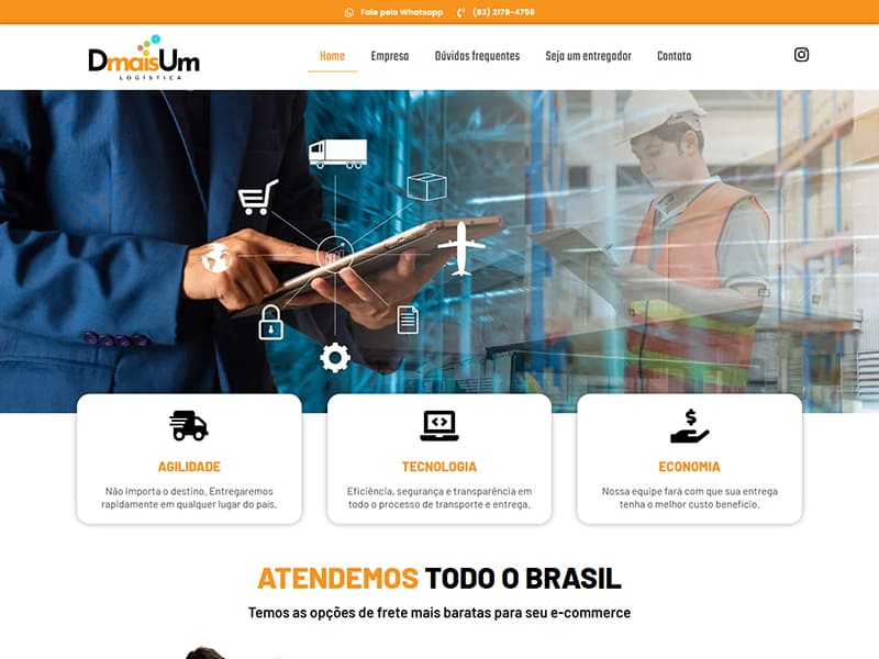 Projeto de logística desenvolvido pela Sites PB para Dmais Um Logística
