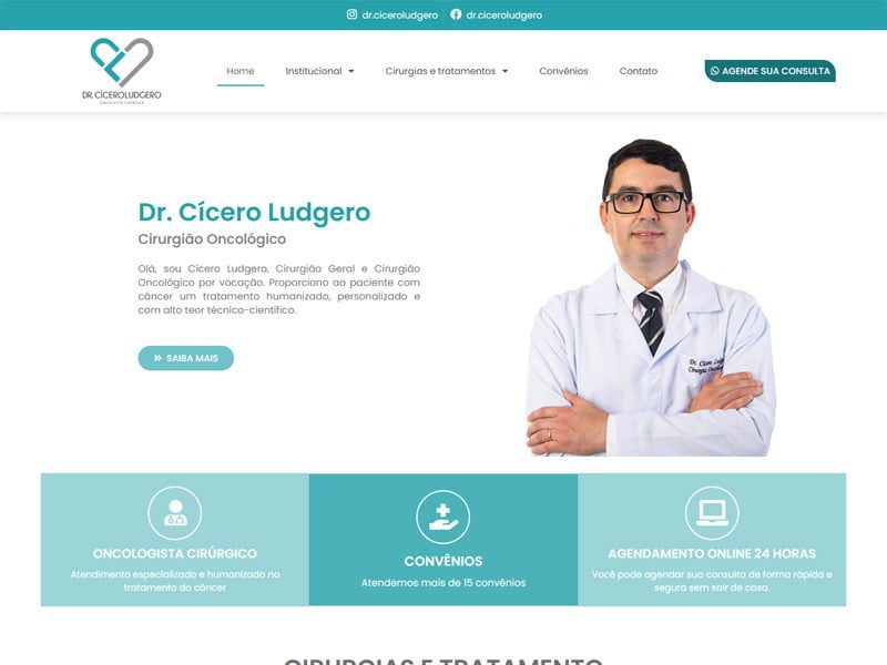 Projeto de saúde desenvolvido pela Sites PB para Dr. Cícero Ludgero