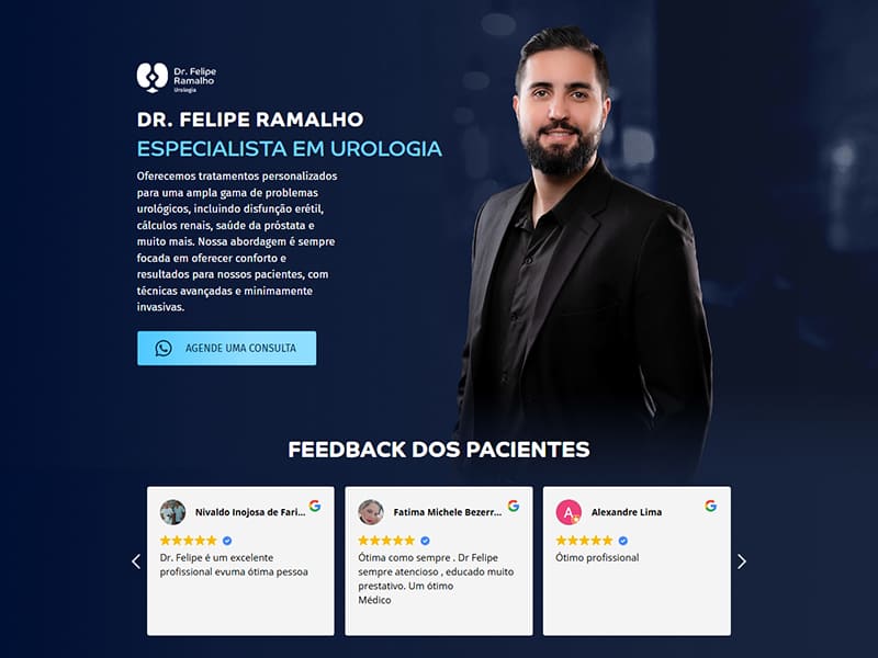 Projeto de saúde desenvolvido pela Sites PB para Dr. Felipe Ramalho