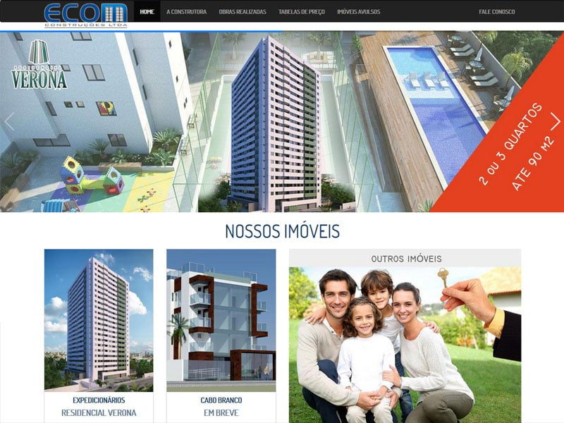 Projeto de construção civil desenvolvido pela Sites PB para Ecom Construções