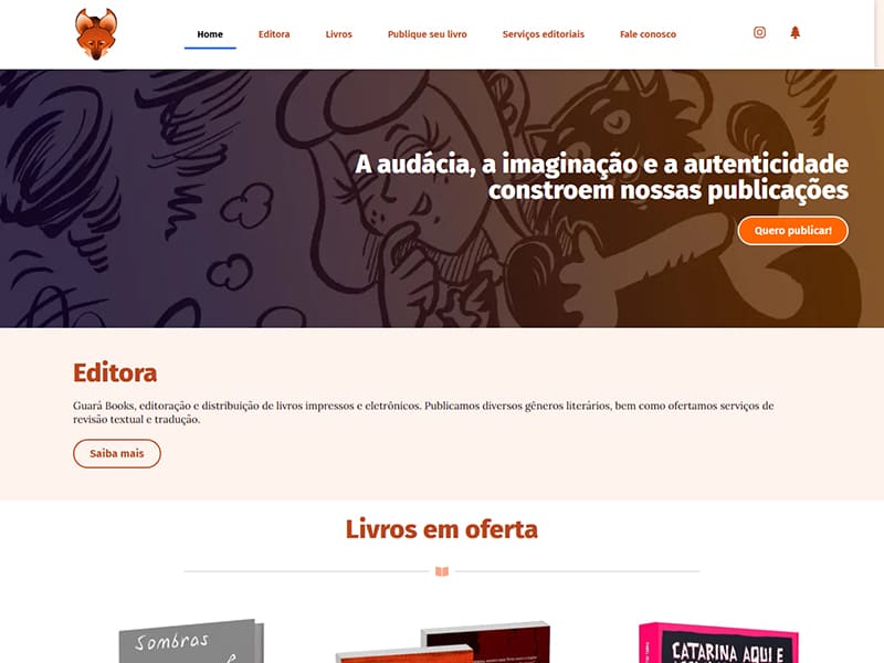 Projeto de educação desenvolvido pela Sites PB para Editora Guará Books