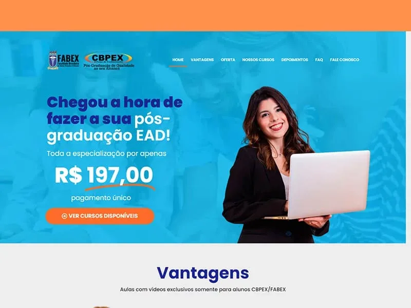 Projeto de educação desenvolvido pela Sites PB para Faculdade FABEX/CBPEX