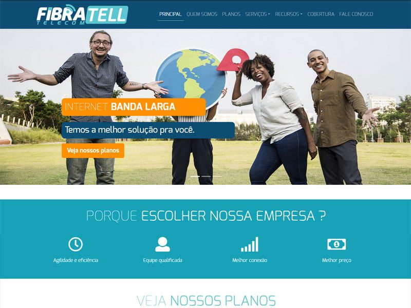 Projeto de telecom desenvolvido pela Sites PB para Fibratell Telecom