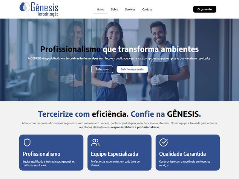 Projeto de serviços desenvolvido pela Sites PB para Gênesis Terceirização