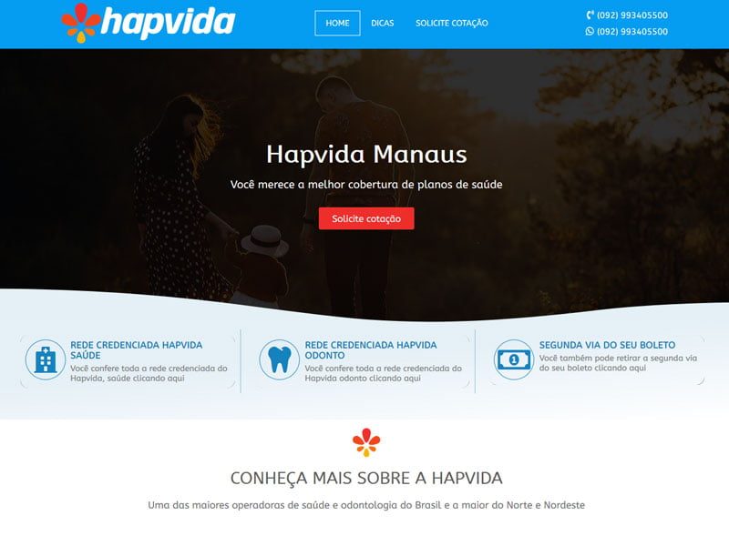 Projeto de saúde desenvolvido pela Sites PB para Hapvidanet Manaus