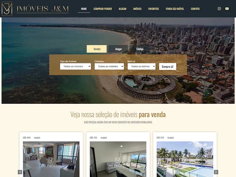 Projeto de imobiliário desenvolvido pela Sites PB para Imóveis J&M