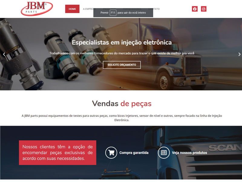 Projeto de indústria desenvolvido pela Sites PB para JBM Parts