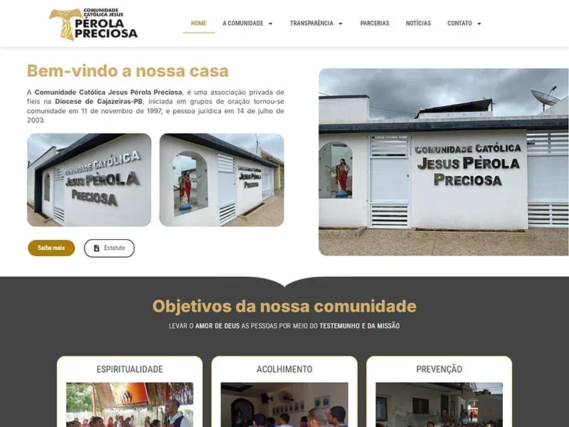 Projeto de religioso desenvolvido pela Sites PB para Jesus Pérola Preciosa