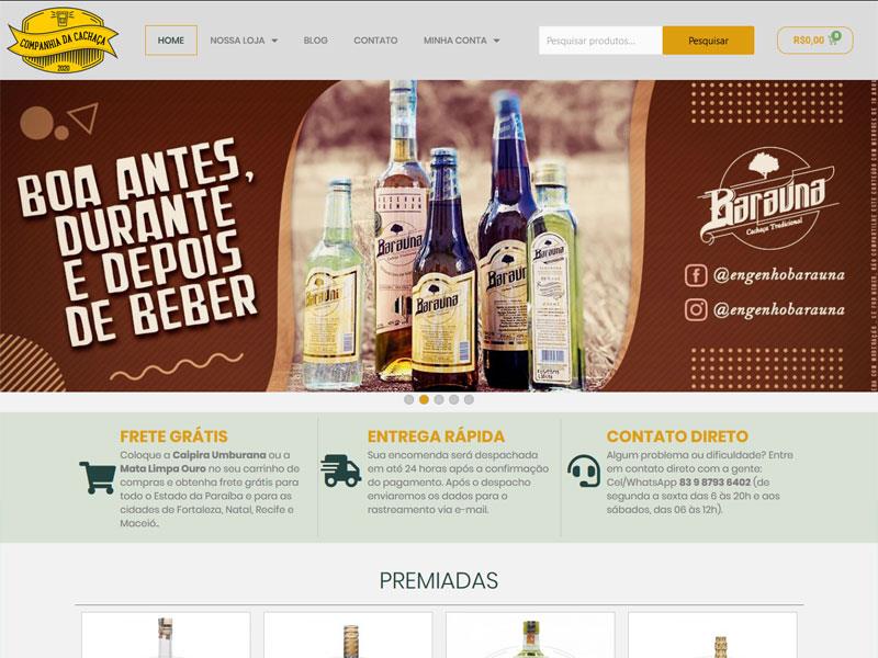Projeto de alimentos e bebidas desenvolvido pela Sites PB para Loja Cia da Cachaça