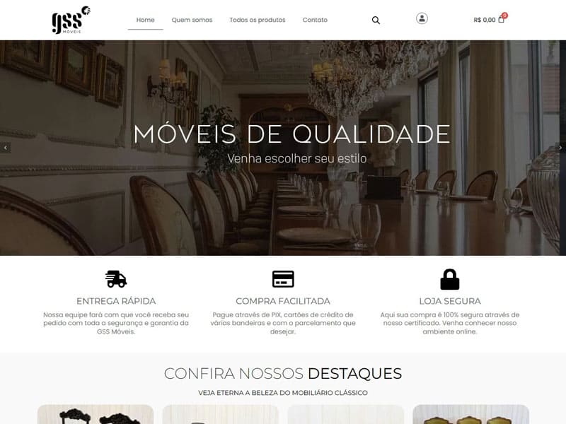 Projeto de mobiliário desenvolvido pela Sites PB para Loja GSS Móveis