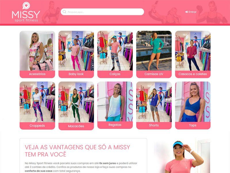 Site desenvolvido pela Sites PB para Loja Missy Sport Fitness