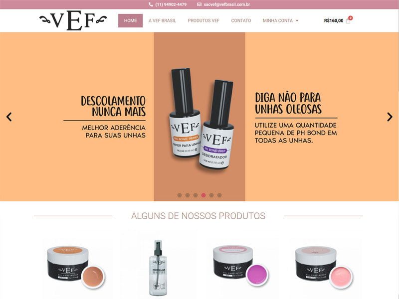 Projeto de moda e beleza desenvolvido pela Sites PB para Loja VEF Cosméticos