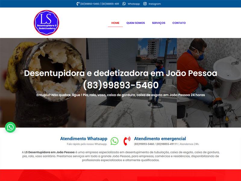 Projeto de serviços desenvolvido pela Sites PB para LS desentupidora
