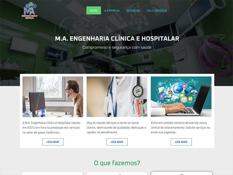 Projeto de saúde desenvolvido pela Sites PB para M. A. Eng. Clínica