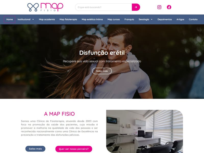 Projeto de saúde desenvolvido pela Sites PB para MAP Fisio Fisioterapia