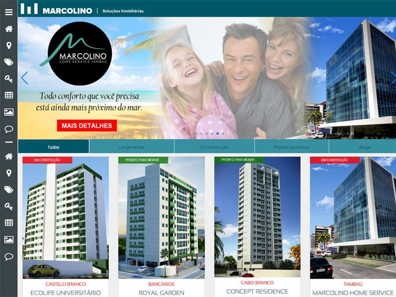 Projeto de imobiliário desenvolvido pela Sites PB para Marcolino soluções imobiliárias