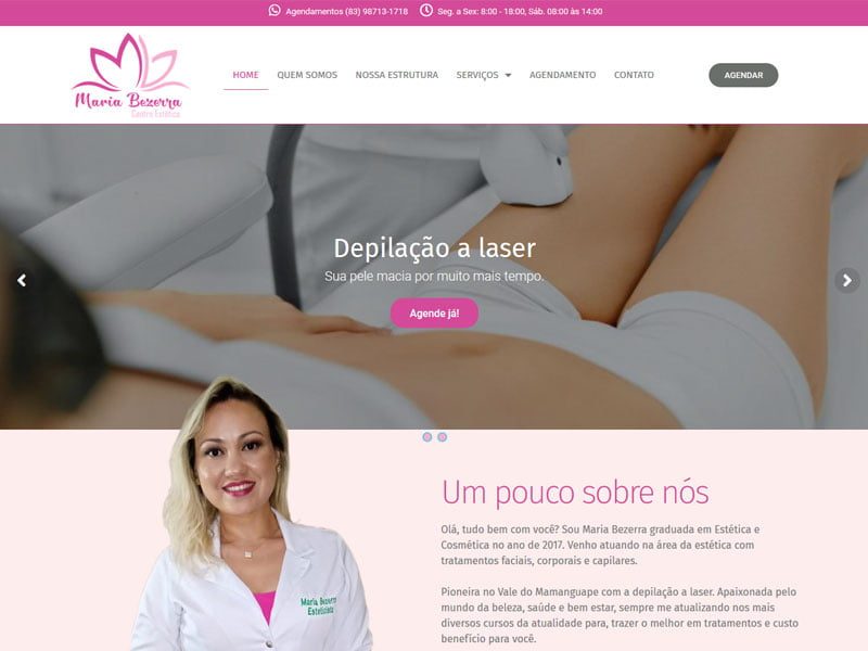 Projeto de moda e beleza desenvolvido pela Sites PB para Maria Bezerra Centro Estético