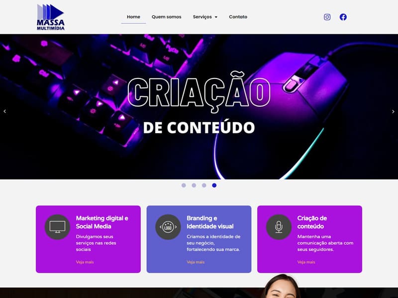 Projeto de comunicação desenvolvido pela Sites PB para Massa Multimídia