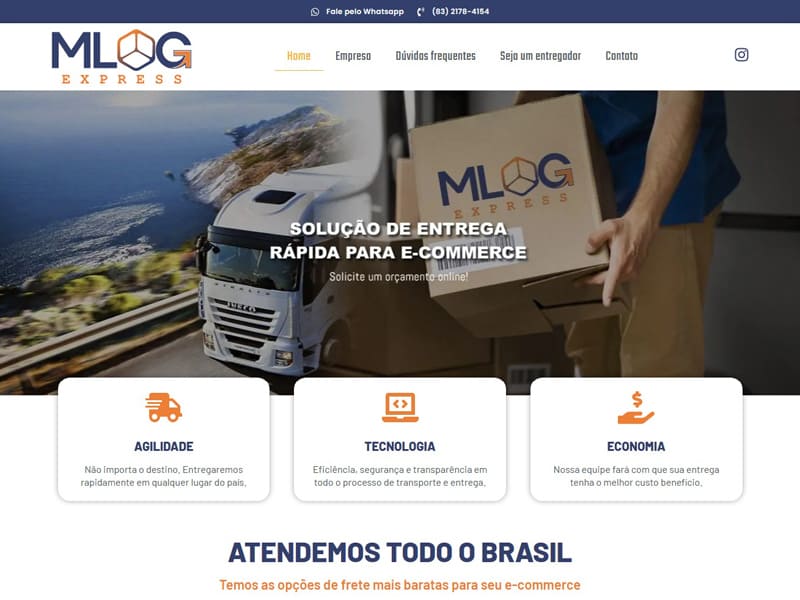 Projeto de logística desenvolvido pela Sites PB para Mlog Express