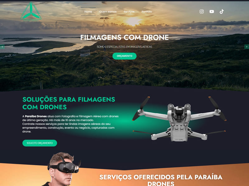 Projeto de comunicação desenvolvido pela Sites PB para Paraíba Drones