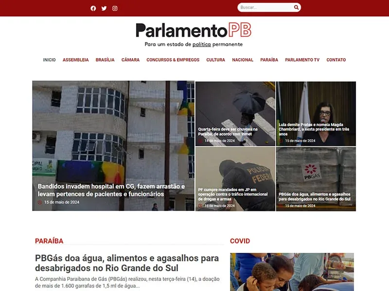 Projeto de associações desenvolvido pela Sites PB para Parlamento PB