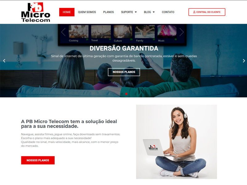 Projeto de telecom desenvolvido pela Sites PB para PBmicro Telecom