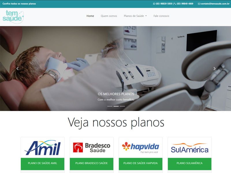 Projeto de saúde desenvolvido pela Sites PB para Planos Tem Saúde