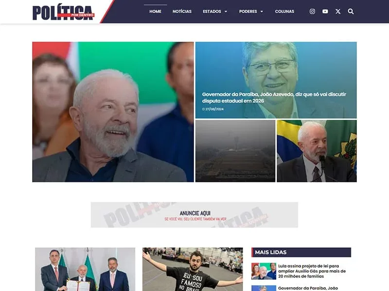 Projeto de comunicação desenvolvido pela Sites PB para Política por Dentro
