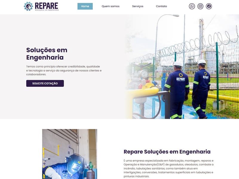 Projeto de construção civil desenvolvido pela Sites PB para Repare Engenharia