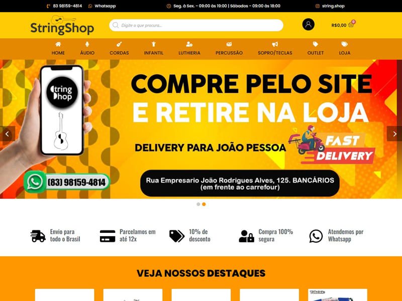 Site desenvolvido pela Sites PB para Loja String Shop