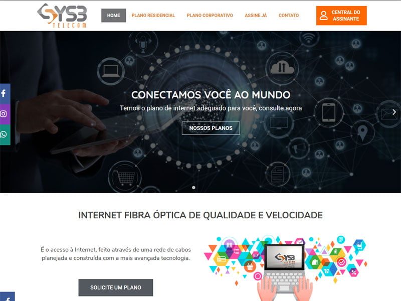 Projeto de telecom desenvolvido pela Sites PB para Sys3 Telecom