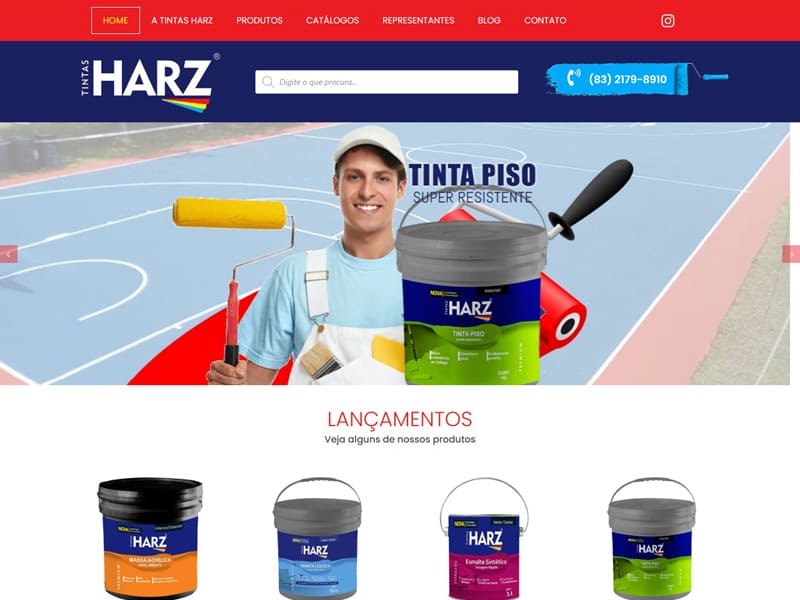 Projeto de indústria desenvolvido pela Sites PB para Tintas Harz