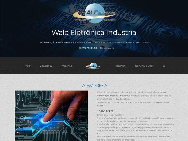 Projeto de indústria desenvolvido pela Sites PB para Wale Industrial