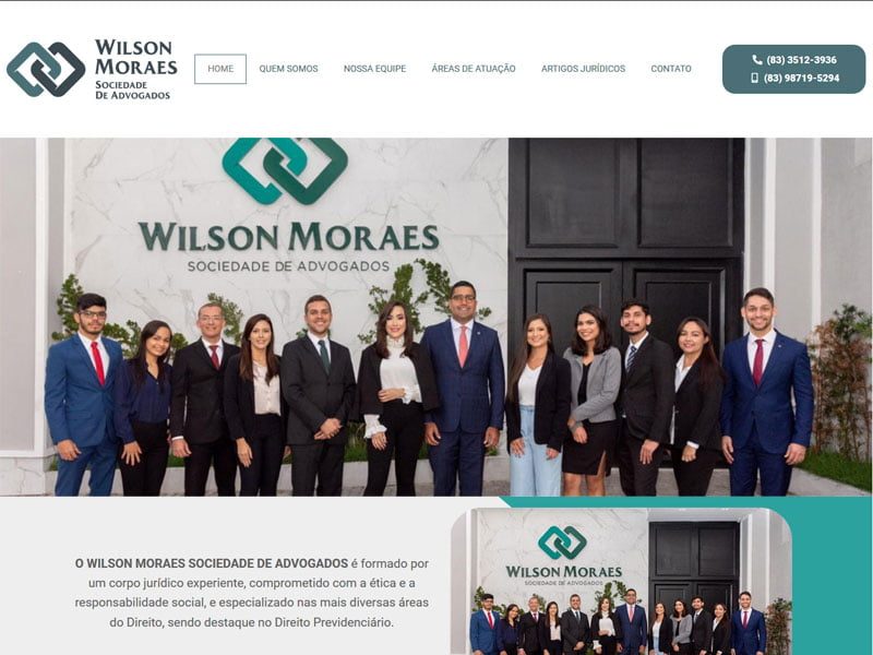 Projeto de advocacia desenvolvido pela Sites PB para Wilson Moraes Advogados