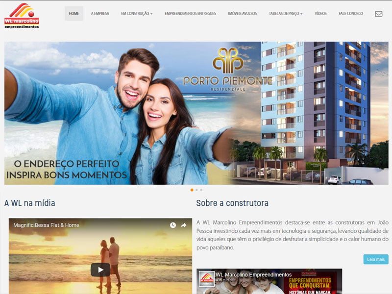 Projeto de imobiliário desenvolvido pela Sites PB para WL Marcolino