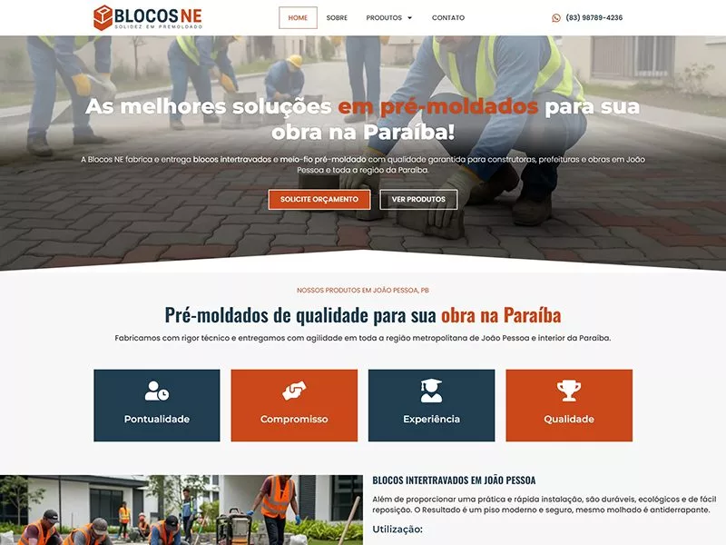 Site desenvolvido pela Sites PB para Blocos NE