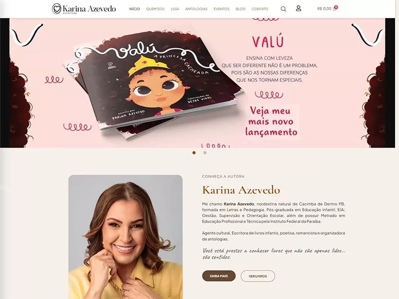 Projeto de educação desenvolvido pela Sites PB para Escritora Karina Azevedo