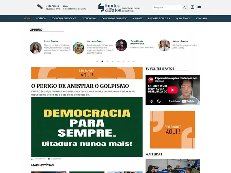Site desenvolvido pela Sites PB para Fontes & Fatos