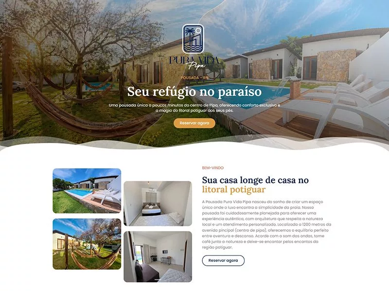 Site desenvolvido pela Sites PB para Pura Vida Pipa
